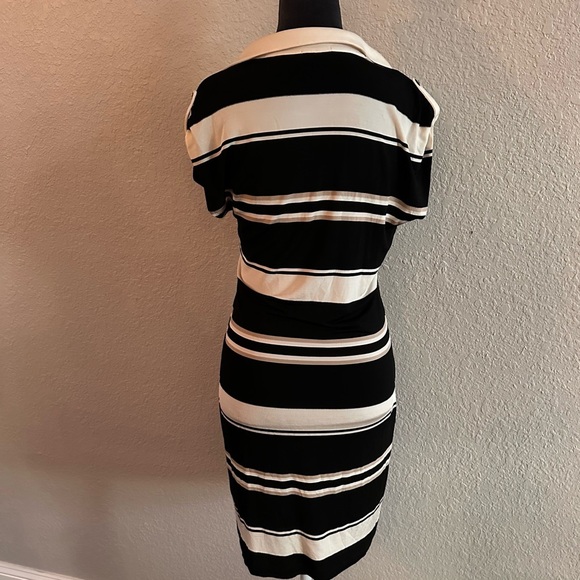Moncler Midi Dress – Black/White with Gold Stripe Detailing
Size Small - Picture 2 of 7